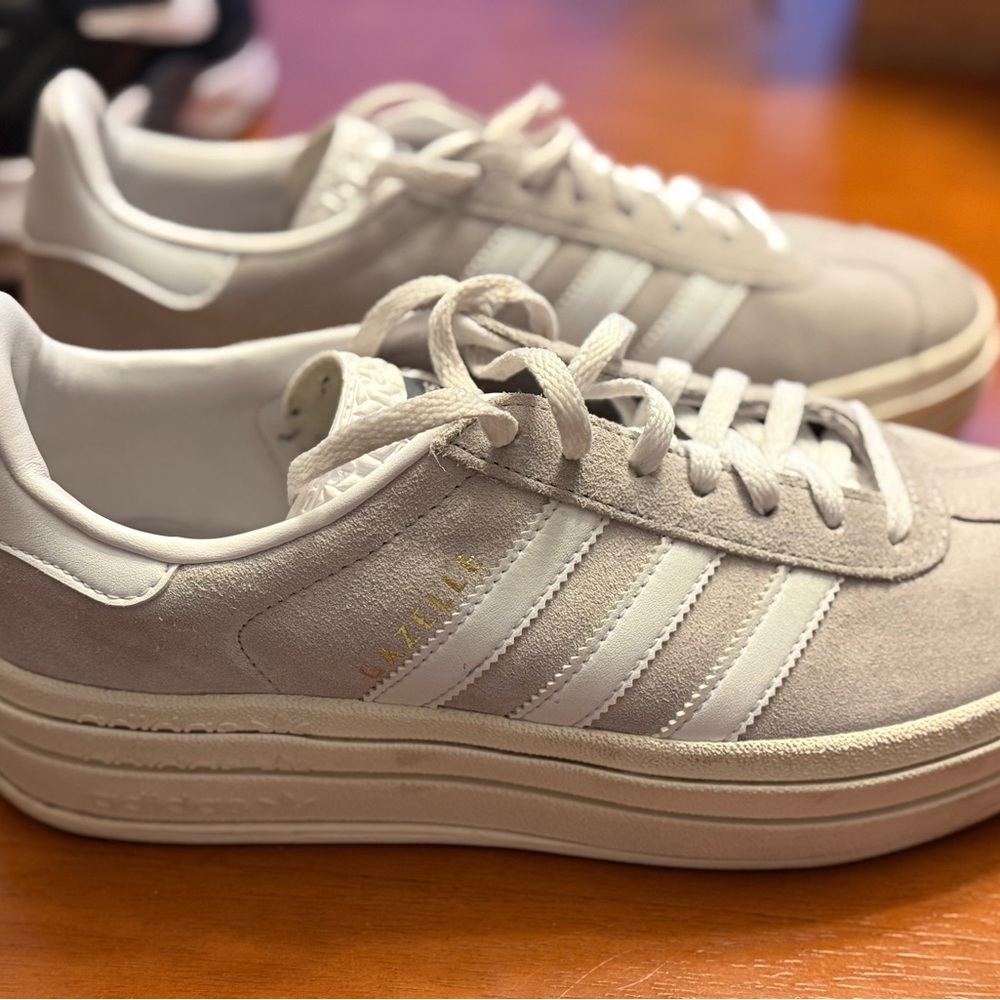 Adidas Gazelle Light Gray and White Sneakers